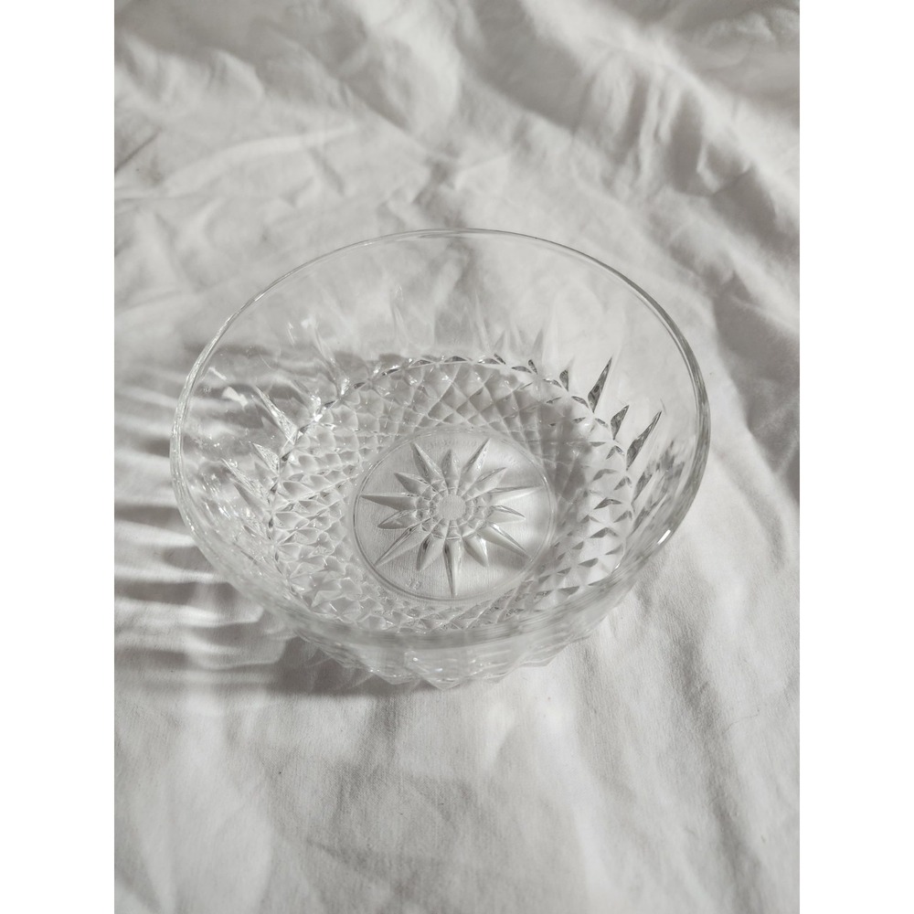 Vintage Arcoroc‎ France 5" Clear Glass Bowl Starburst Diamond Pattern